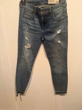 NWOT pistola Light Blue Distressed Cropped Jeans